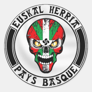Ikurriña skull runder aufkleber