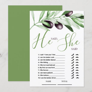 Il a dit qu'elle dit Olive Branches carte de Fête 