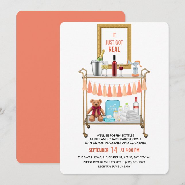 Il A Juste Une Véritable Invitation De Baby shower (Devant / Derrière)