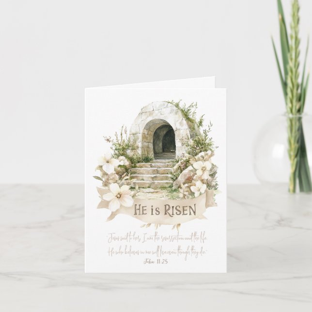 Il est ressuscité | Carte de Pâques Tomb vide (Devant)
