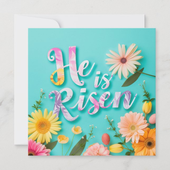 Il Est Ressuscité Carte Pâques, Joyeuses Fleurs Pâ (Devant)
