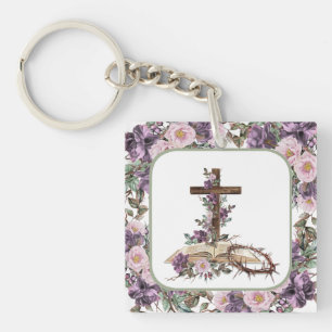 Il est ressuscité Croix florale avec la Bible