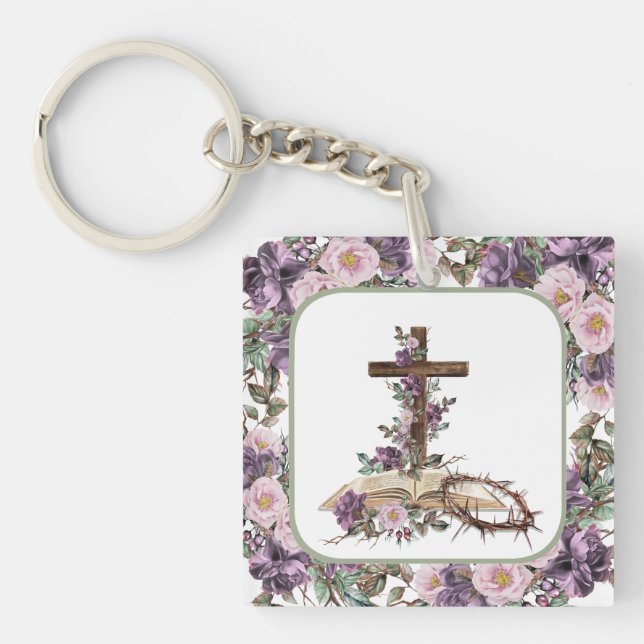 Il est ressuscité croix florale avec Porte - clé b (Devant)