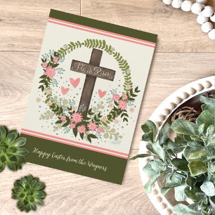 Il Est Ressuscité Cross Floral Bonne Carte Pâques 
