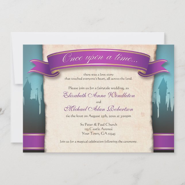 Il était une fois juste conte mariage Invitations (Devant)