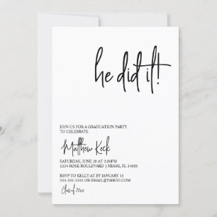 Il L'A Fait Moderne Graduation Party Invitation