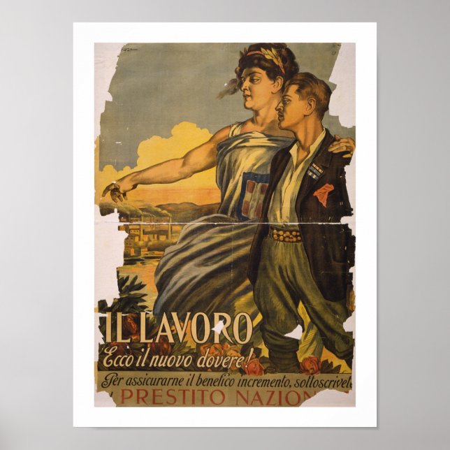 "Il Lavoro"-Arbeit, der neue Zoll (weiß) Poster (Vorne)