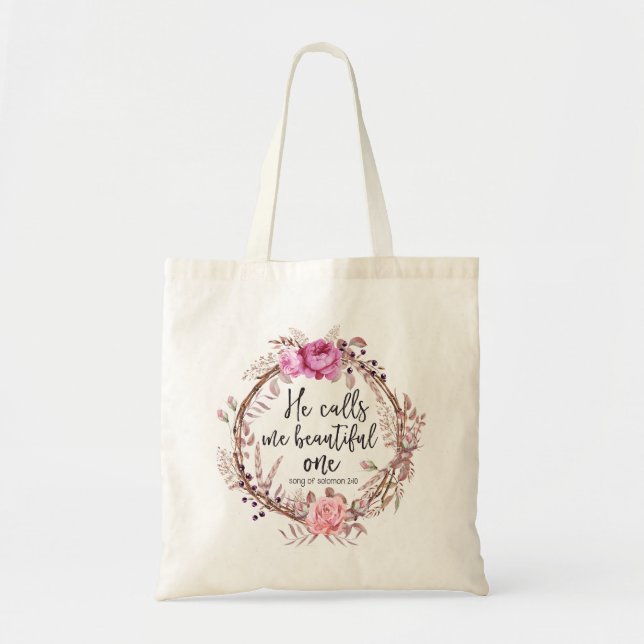 Il m'appelle le bel, sac fourre-tout floral à (Devant)