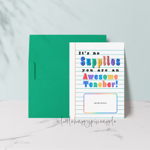 Il n'y a pas de fournitures Enseignant Carte d'App