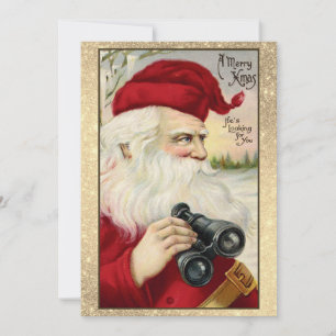 Il regarde : Carte de Noël Déplaisante Père Noël V