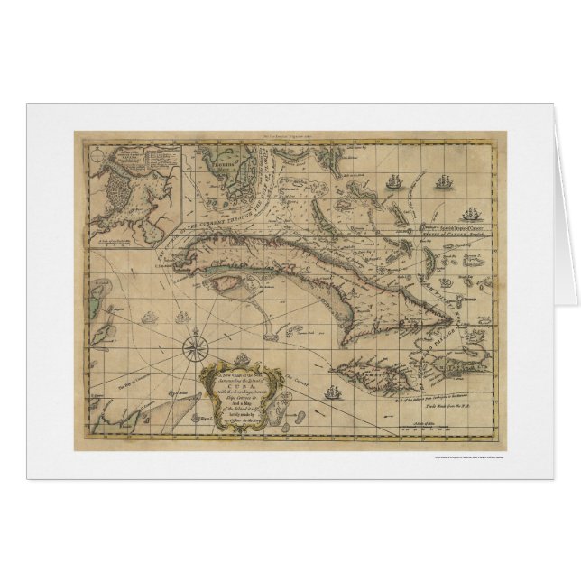 Île de la carte du Cuba - 1762 (Devant horizontal)