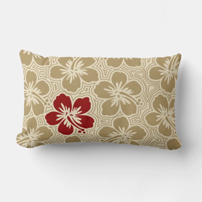 Île Hibiscus Hawaiian réversible Lumbar Coussin (Recto)