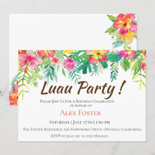 Île Luau Anniversaire Fête Invitation