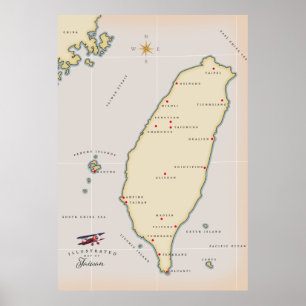 Île Verte affiche de voyage à Taiwan.