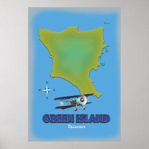Île Verte affiche de voyage à Taiwan.