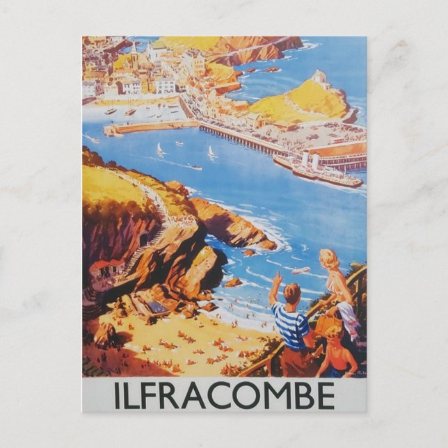 Ilfracombe Vintages Zugplakat Postkarte (Vorderseite)