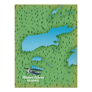 Iliamna-See Alaska Karte Poster