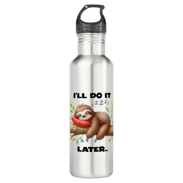 I'll Do It Later Sloth Edelstahlflasche (Vorderseite)