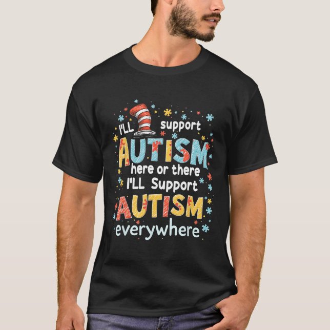I'll Support Autism Awareness Everywhere Puzzle Pi T-Shirt (Vorderseite)