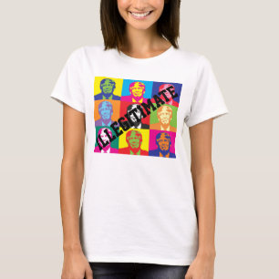"Illegitim" mit knallfarbigen Trump-Faces in Regen T-Shirt