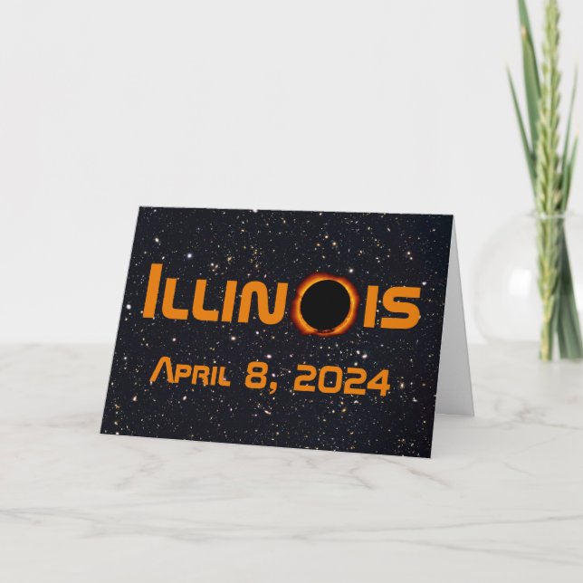 Illinois 2024 Gesamtsolares Eclipse Karte (Vorderseite)