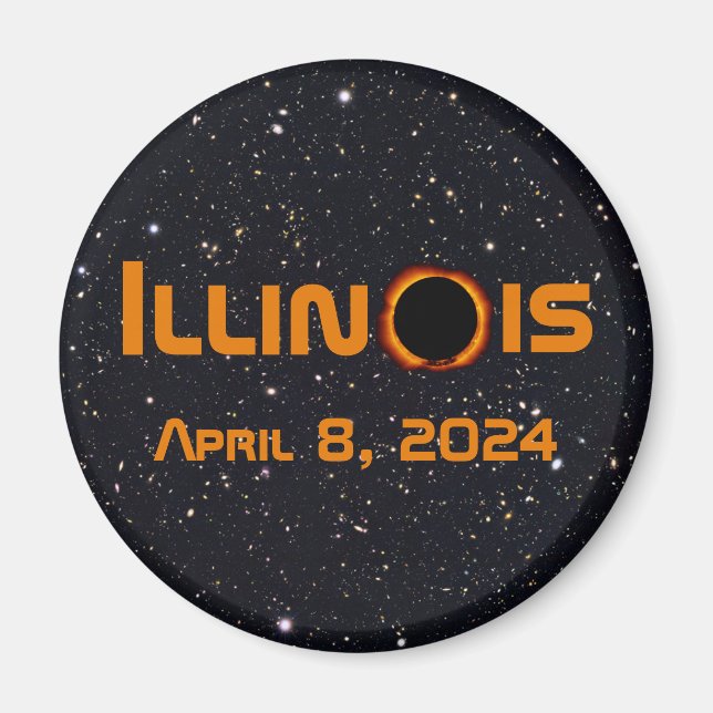 Illinois 2024 Gesamtsolares Eclipse Magnet (Vorne)
