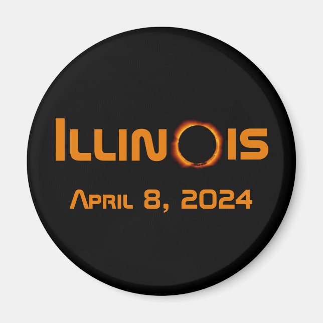 Illinois 2024 Gesamtsolares Eclipse Magnet (Vorne)