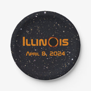 Illinois 2024 Gesamtsolares Eclipse Pappteller