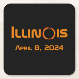Illinois 2024 Gesamtsolares Eclipse Rechteckiger Pappuntersetzer