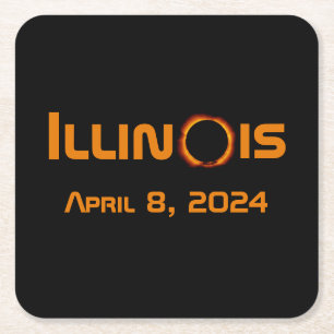 Illinois 2024 Gesamtsolares Eclipse Rechteckiger Pappuntersetzer