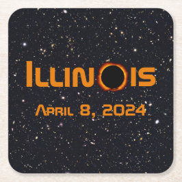 Illinois 2024 Gesamtsolares Eclipse Rechteckiger Pappuntersetzer