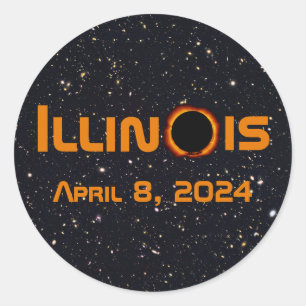 Illinois 2024 Gesamtsolares Eclipse Runder Aufkleber