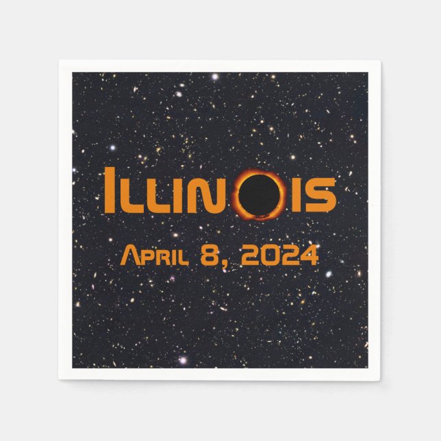 Illinois 2024 Gesamtsolares Eclipse Serviette (Vorderseite)