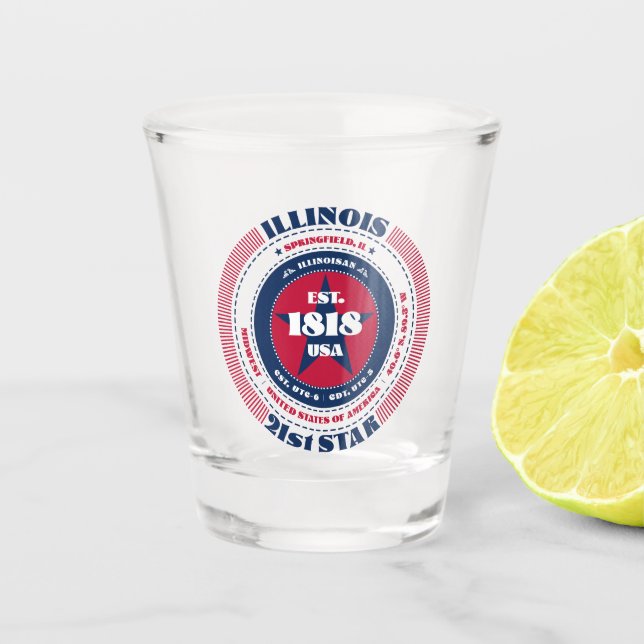 Illinois 21st Star Patriotic Shot Glas (Vorderseite)