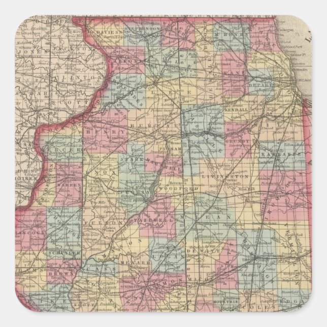 Illinois 7 quadratischer aufkleber (Vorderseite)