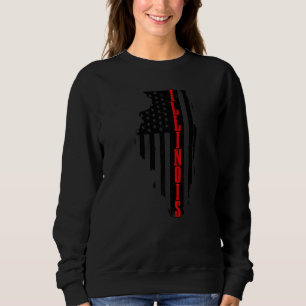 Illinois American Flag Staat Map Priotic 4 Sweatshirt