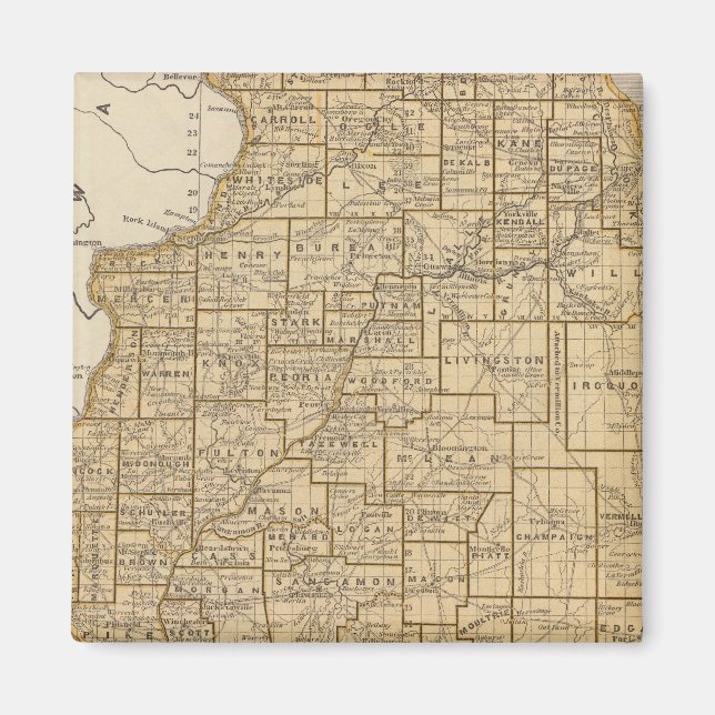 Illinois Atlas Karte Magnet (Vorne)
