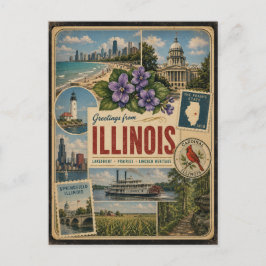 Illinois-authentische Vintage-Postkarte Postkarte