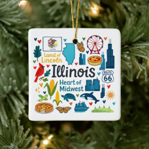 Illinois Benutzerdefinierte Familientrip Weihnacht Keramikornament