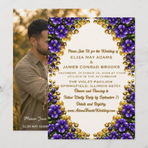 Illinois Blue Violet Foto Hochzeits-Einladung 5x7 Save The Date