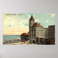 Illinois Central Depot Chicago Repro Vintag 1913