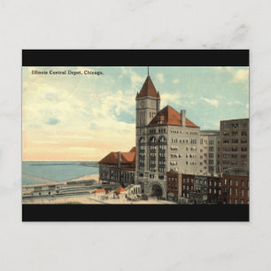 Illinois Central Depot Chicago Repro Vintag 1913 Postkarte