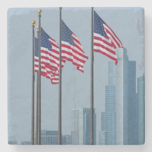 Illinois, Chicago. Marine-Pier, US kennzeichnet Steinuntersetzer (Vorderseite)