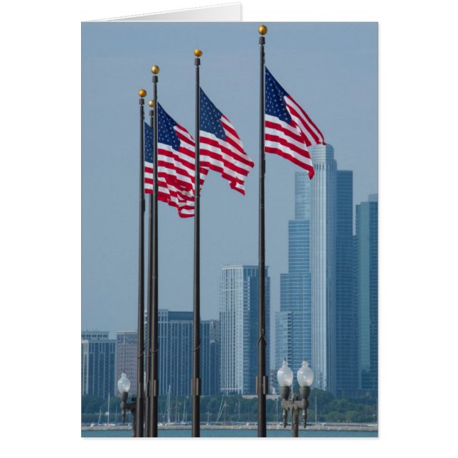 Illinois, Chicago. Navy Pier, drapeaux américains (Devant)