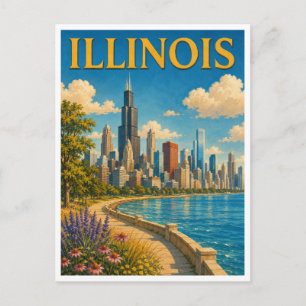 Illinois Chicago Skyline GeoSaga Postkarte