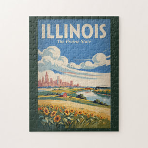 Illinois Chicago Skyline Illustration Reise Kunst