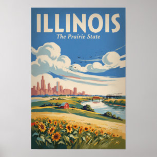 Illinois Chicago Skyline Illustration Reise Kunst Poster