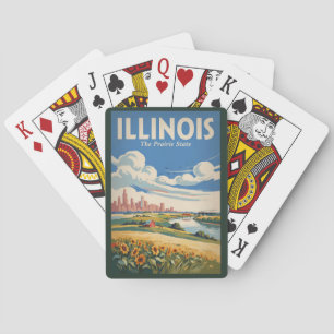 Illinois Chicago Skyline Illustration Reise Kunst Spielkarten