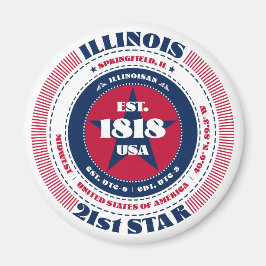 Illinois Circle Typografy Souvenir Magnet