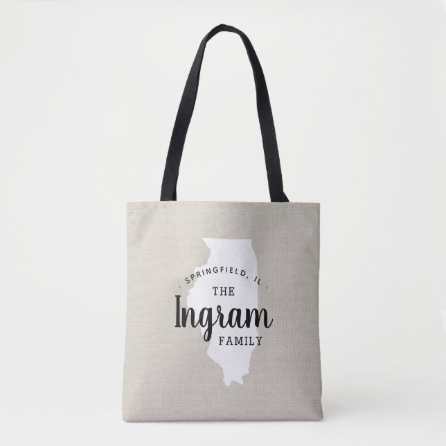 Illinois Familien-Monogramm-Staats-Tragetasche Tasche (Vorderseite)